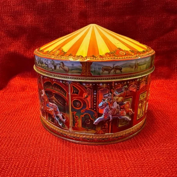 Vintage Carousel Tin with Red and Gold Accents - Picture 8 of 12
